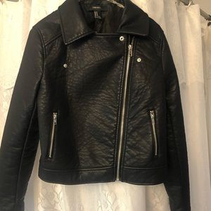 Faux Leather Jacket with detachable faux fur.